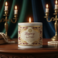 16 ounce white tin open flame candle elaborately labeled legacy by OBC with a elaborate background