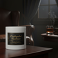 16oz white tin candle labeled Distinguished Gentleman by OBC with a sexy background