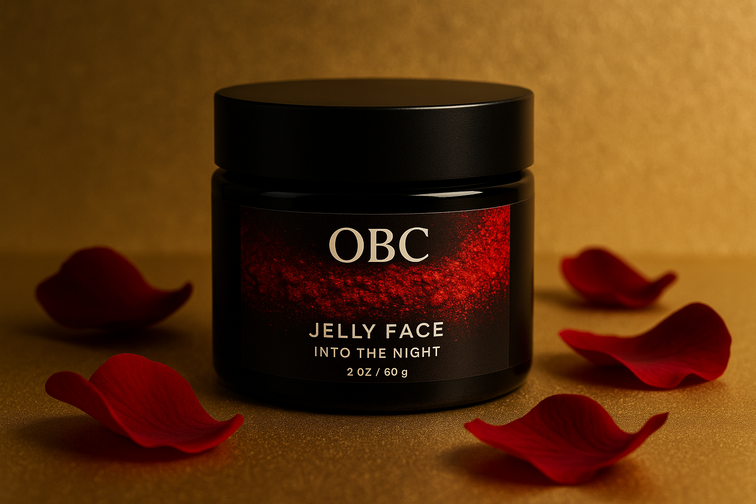 change color on label show red powder and make the background gold with red flower petals