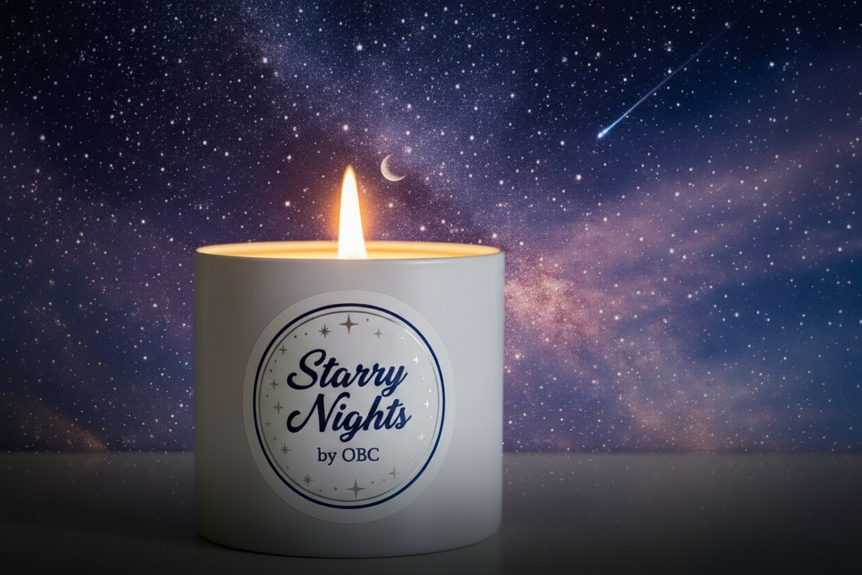 keep candle and label but make background more elaborate