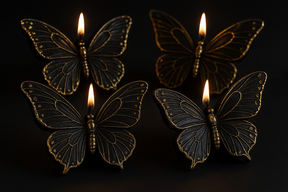 Obsidian butterfly candles with a little gold