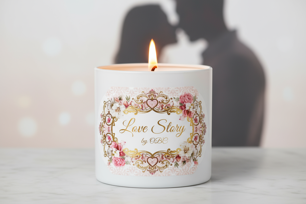 take the couple out of the background on the label and put the in the candles background