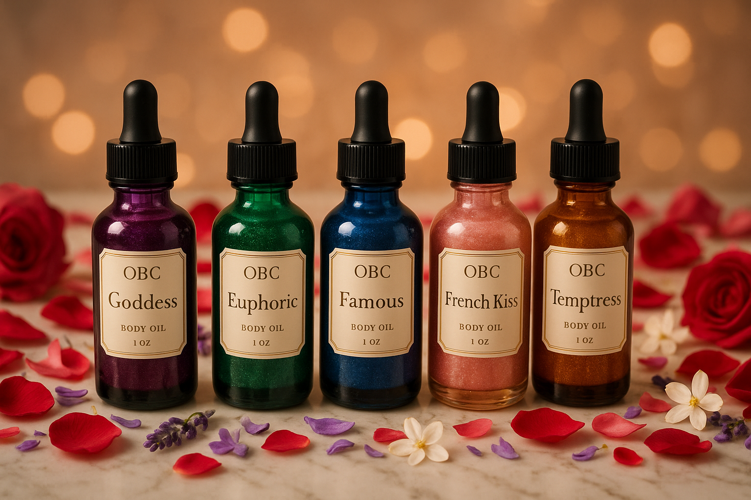 the same pic but lets make the bottle colorful and add more flower petals